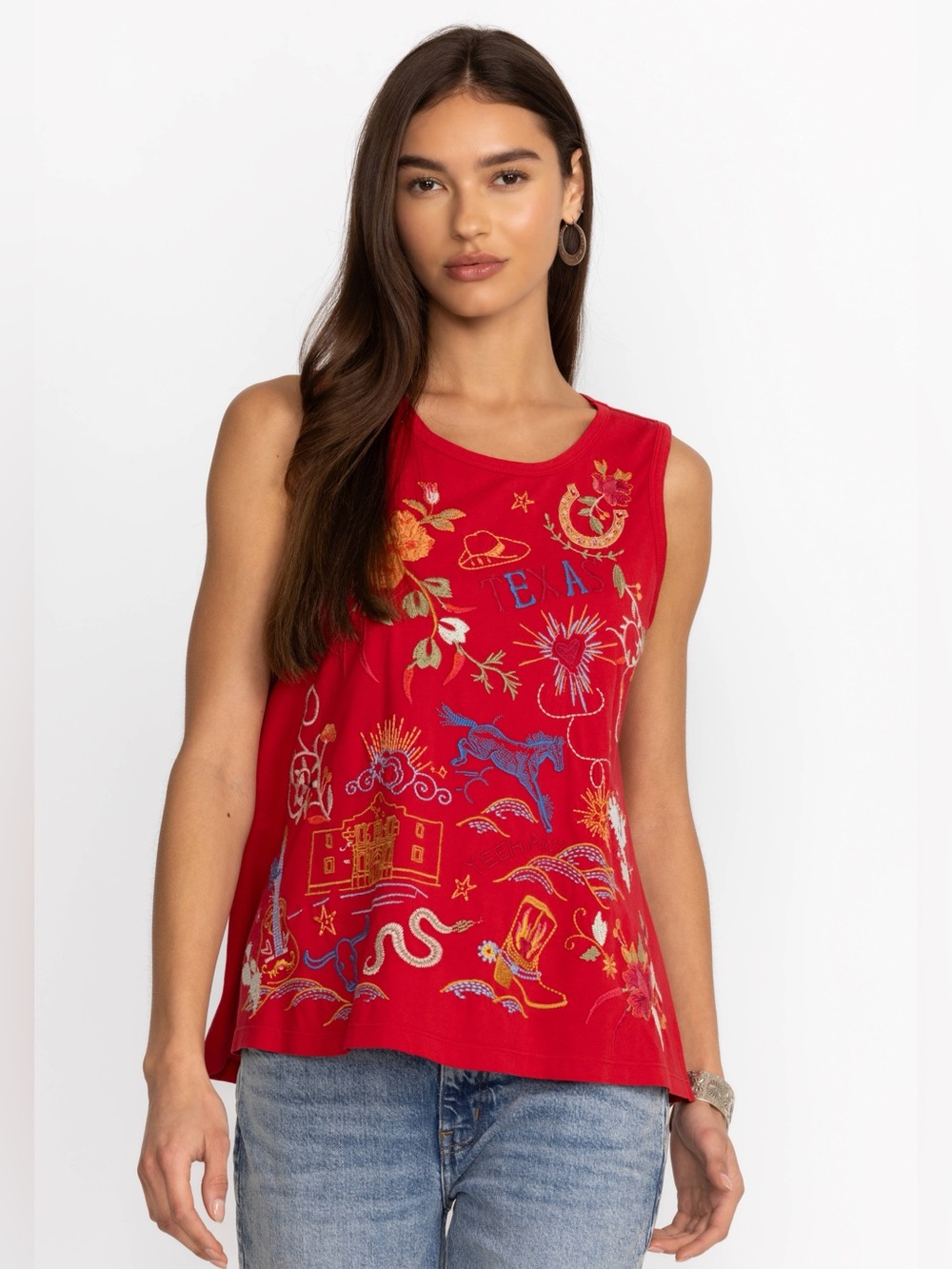 Johnny Was Embroidered Texas Knit Tank Medium NWT